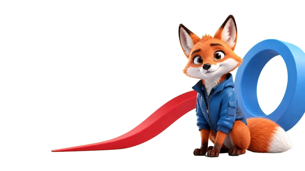 KIXO9 fox character with blue and red forms